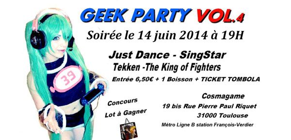 Affiche Geek Party Vol.4 - retrogaming, jeux vidéo et cosplay