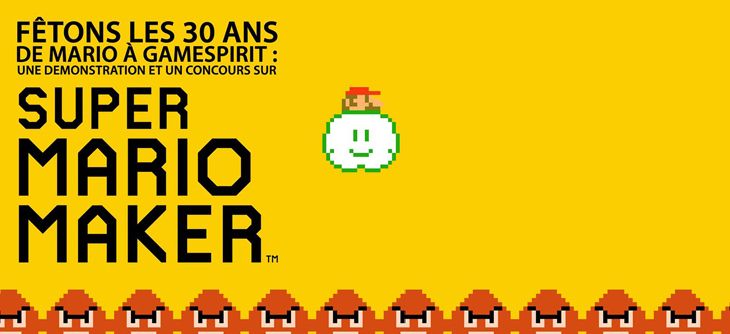 Affiche 30 ans de Super Mario à Gamespirit - demonstration et concours sur Super Mario Maker