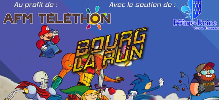 Affiche Bourg la Run 2016 - Marathon caritatif de jeux-vidéo au profit du Téléthon