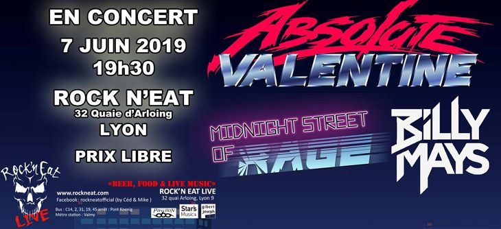 Affiche Live - Absolute valentine - Midnight Street of Rage - Billy Mays band