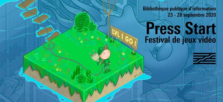 Affiche Press Start - édition 2020 du Festival de jeux vidéo à la Bpi