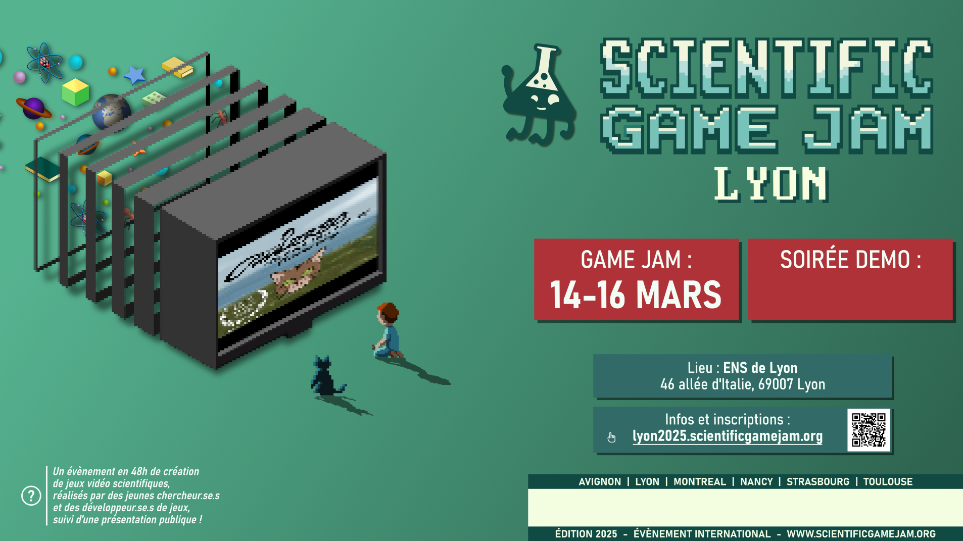 Affiche Scientific Game Jam - Strasbourg 2025
