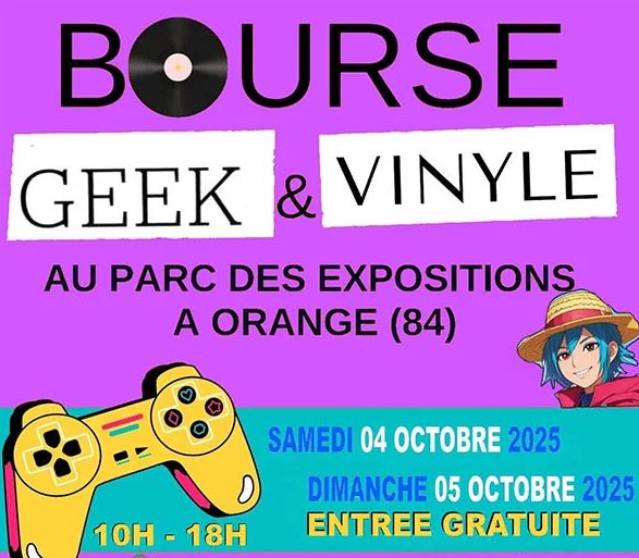 Affiche Bourse geek et vinyle d'Orange Affiche Bourse geek et vinyle d'Orange