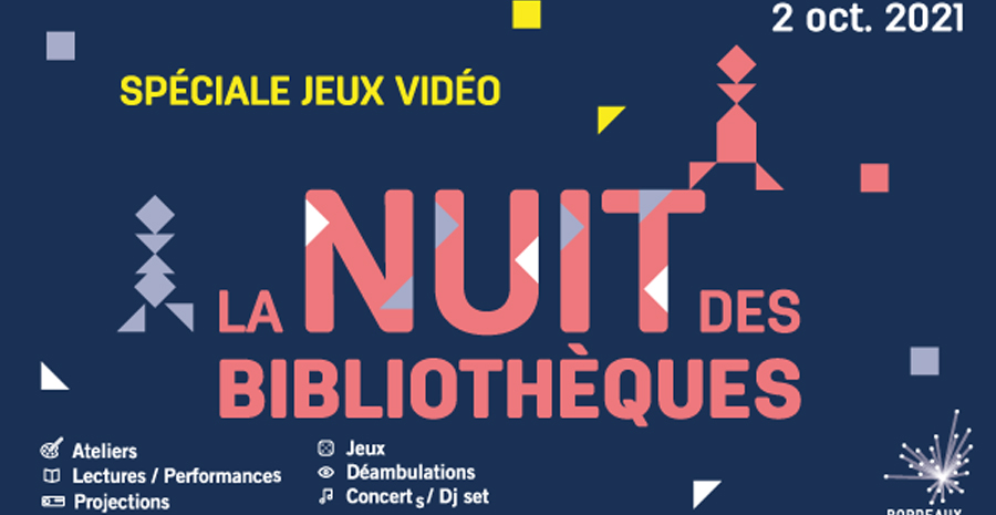 Affiche La Nuit des Bibliothèques 2021 - spéciale Jeux Vidéo