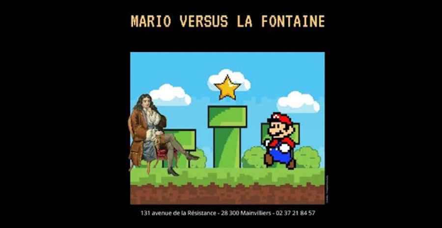 Affiche Mario Versus La Fontaine - week-end jeux vidéo Affiche Mario Versus La Fontaine - week-end jeux vidéo