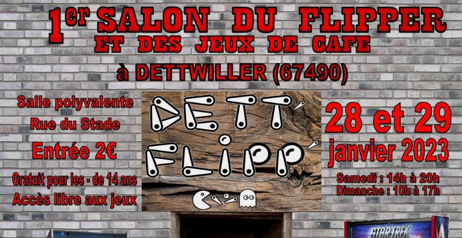 Affiche Dett'Flipp 2023 - salon du flipper et des jeux de café