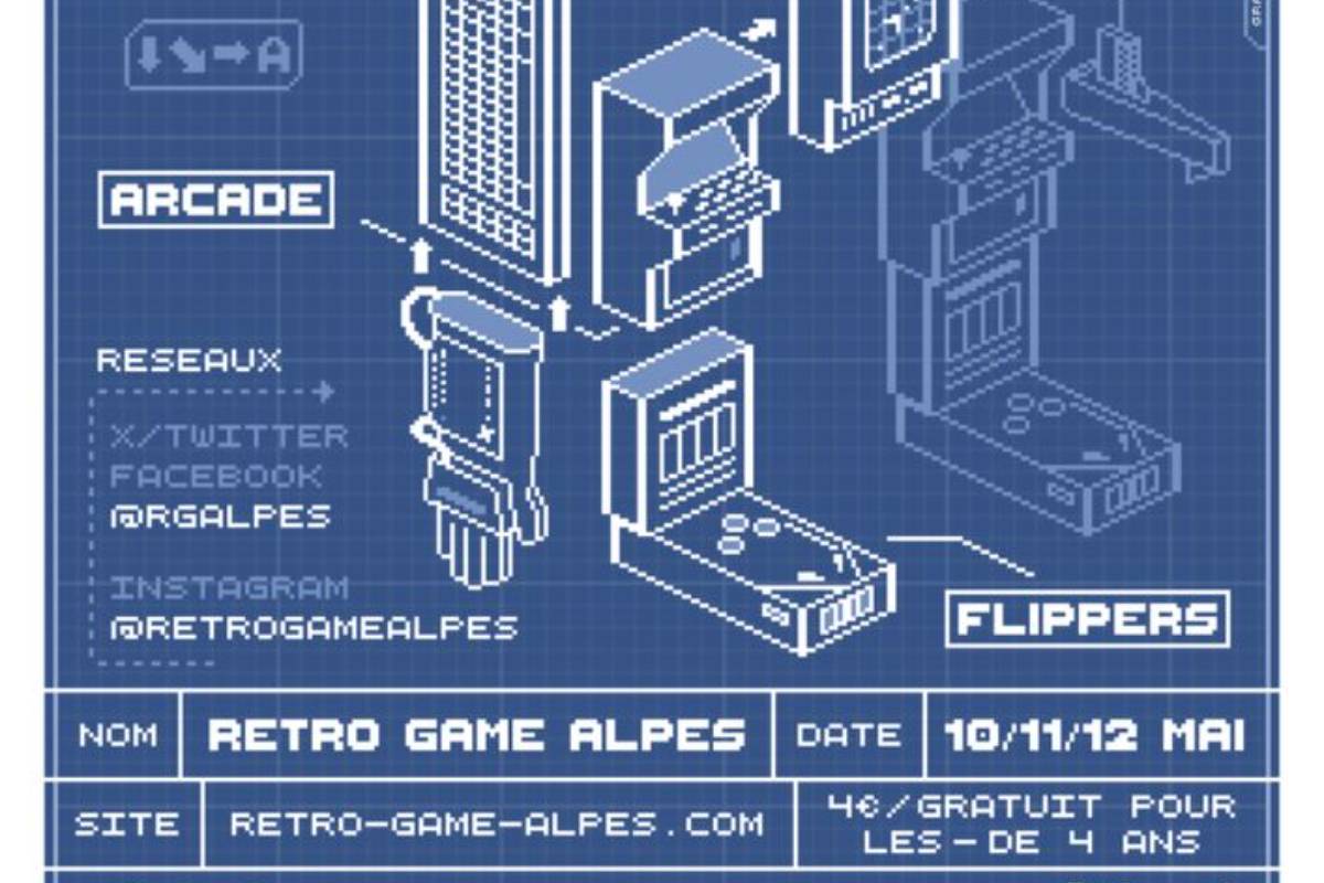 Affiche Retro Game Alpes 2024 - Flippers et Retrogaming