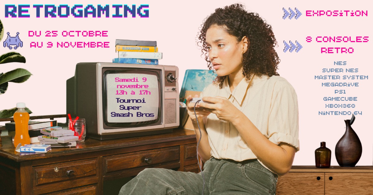 Affiche Retrogaming en médiathèque Affiche Retrogaming en médiathèque