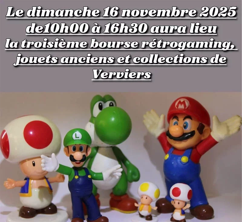 Affiche Bourse rétrogaming, jouets anciens et collection de Verviers