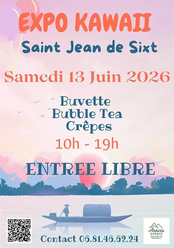 L'Expo Kawaii s'installe à Saint-Jean-de-Sixt le 13 juin 2026 avec entrée gratuite, créatrices artisanales, ateliers et tombola dans l'univers mignon de la culture kawaii.