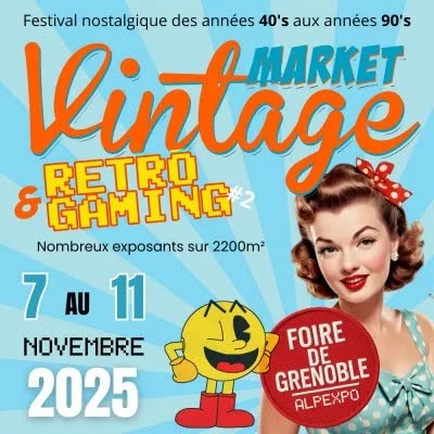 Affiche Market Vintage et Retrogaming Grenoble