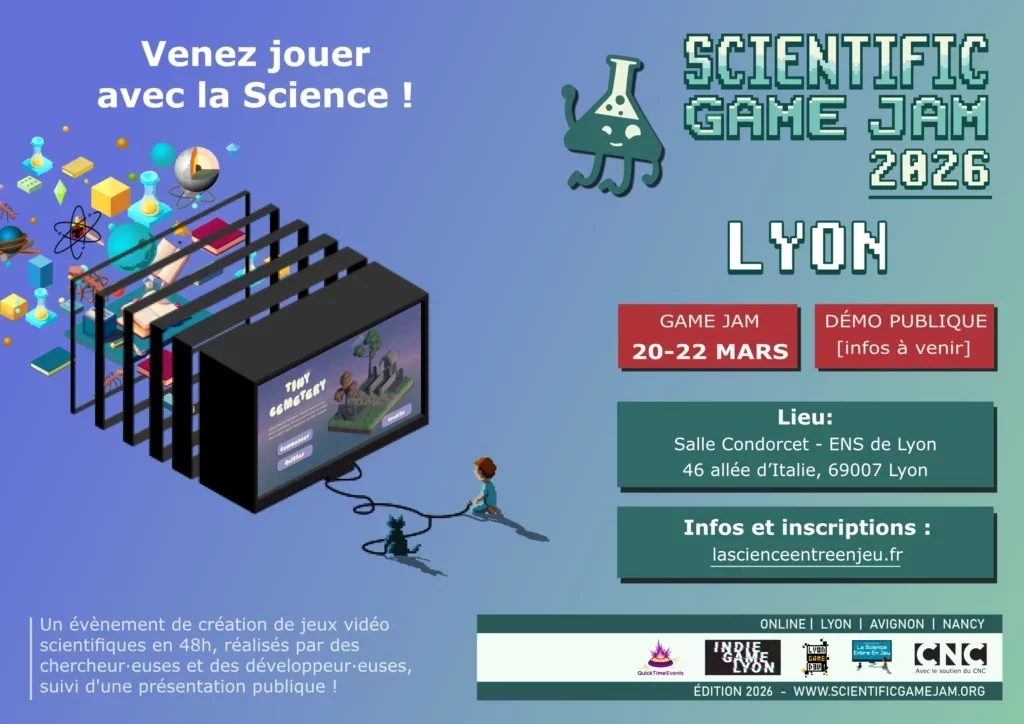 Affiche Scientific Game Jam - Lyon 2026