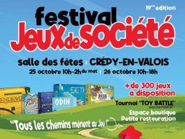 Le Festival des jeux de société de Crépy-en-Valois revient pour sa 19e édition les 25 et 26 octobre 2025 à la salle des fêtes de Crépy-en-Valois dans l'Oise.