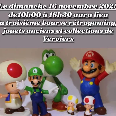 Affiche Bourse rétrogaming, jouets anciens et collection de Verviers 2025