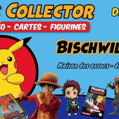 Geek Collector pose ses stands à la Maison des associations de Bischwiller le 29 novembre 2026 : jeux vidéo, figurines, cartes et vaste espace rétrogaming.