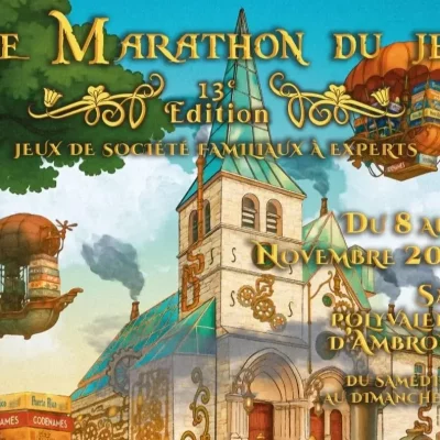 Le Marathon du Jeu de la Guilde d'Ambronay revient les 8 et 9 novembre 2025 à la salle polyvalente pour un week-end ludique réunissant novices et passionnés de jeux de société.