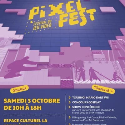 Le Pixel Fest fête sa neuvième édition le samedi 3 octobre 2026 à Portets, en Gironde, autour du jeu vidéo et des loisirs numériques.