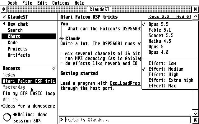 ClaudeST : l'IA Claude débarque sur Atari ST, STE, TT et Falcon